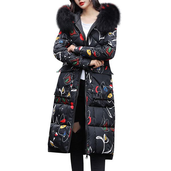 

parka women winter coats reversible fur hooded jackets women thick warm winter parkas female long overcoat coat 2019 #zer, Black