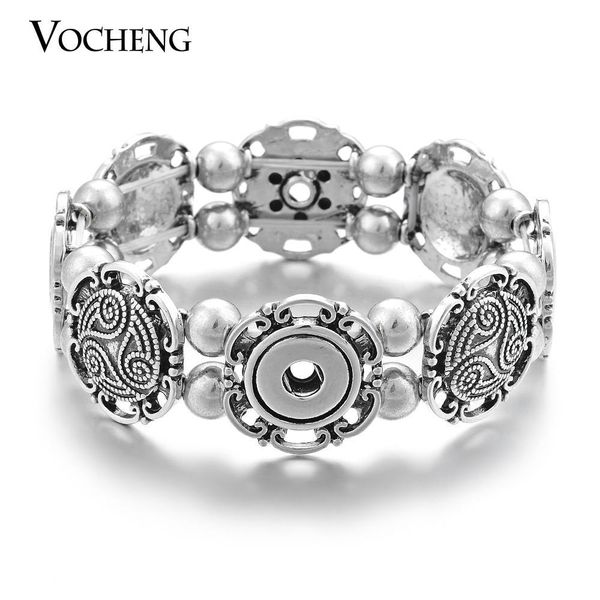 

vocheng noosa interchangeable jewelry petite 12mm ginger snap stretch wave bracelet nn-448, Golden;silver