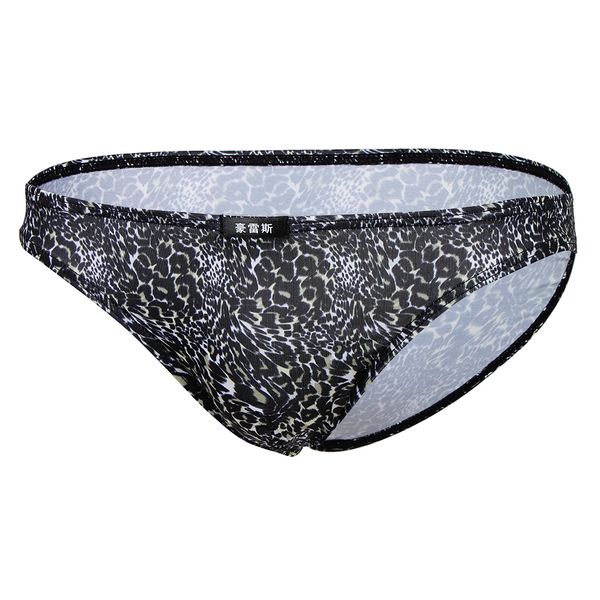 

men's underwear lingerie low rise brief leopard print bikini swimwear panties, Black;white