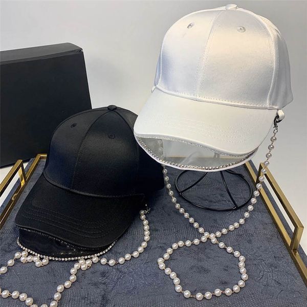 

pearl chains designer hat street baseball cap ball caps for woman adjustable brand hat beanies highly quality with chain, Blue;gray