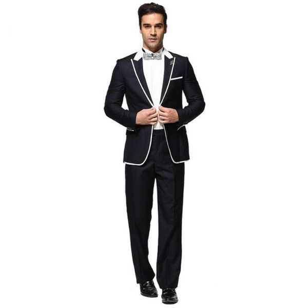 

нежные черные мужские костюмы свадебные смокинги жениха белый пик отворотом человек пиджак брюки брюки 2 шт тонкий terno masculino костюм ho, Black;gray