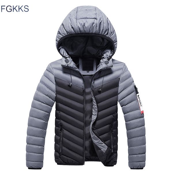

fgkks men fashion parkas coats autumn winter male casual warm thicken parka overcoat men's hooded detachable parkas coat, Tan;black