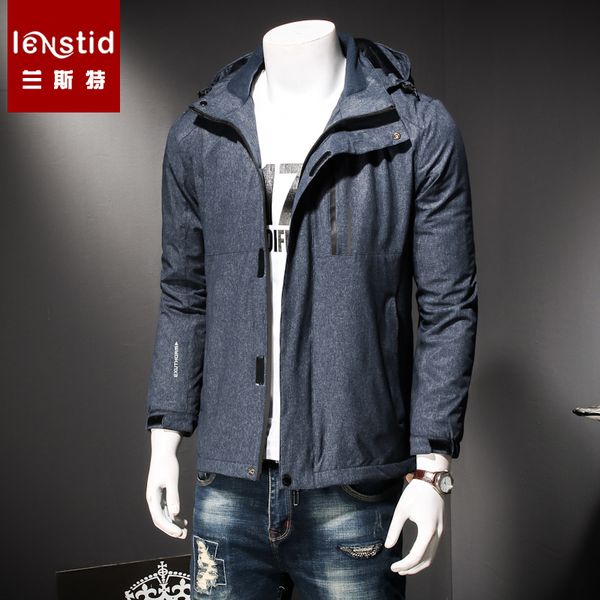 

lenstid 2018 winter hat detachable men jacket men warm thicken casual male coat brand clothes parkas outerwear windbreaker 69925, Black;brown