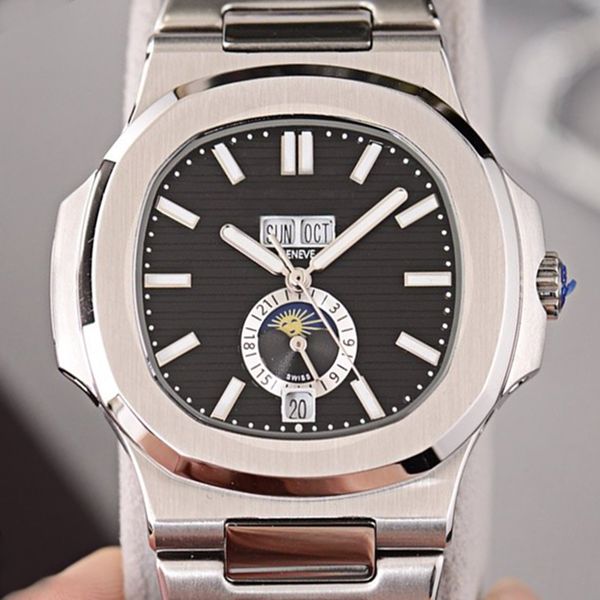 

2020 fashions watches aquanaut sliver automatic movement nautilus perpetual steels case calendar rubber lether original men wristwatches, Slivery;brown