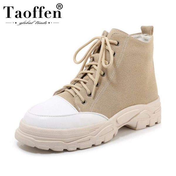 

taoffen small size 29-43 winter warm ankle boots keep warm round toe thick sole snow shoes woman casual fashion botas footwear, Black