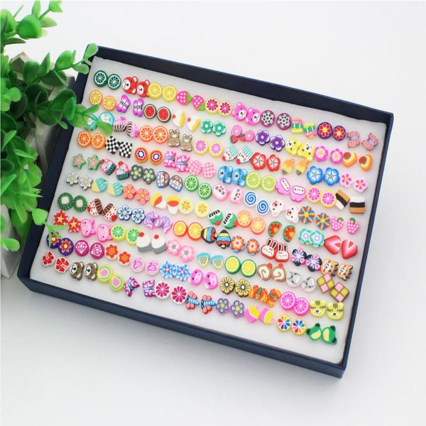 

100 pairs assorted stud earring women teens school girls cartoon fruit shape, Golden