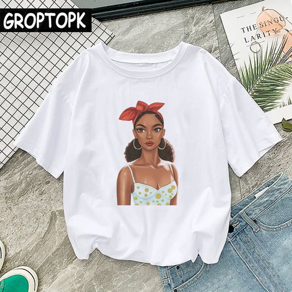 

beautiful black girl bohe print female t-shirt summer cotton vintage white vogue t shirt tee shirt femme hip hop streetwear