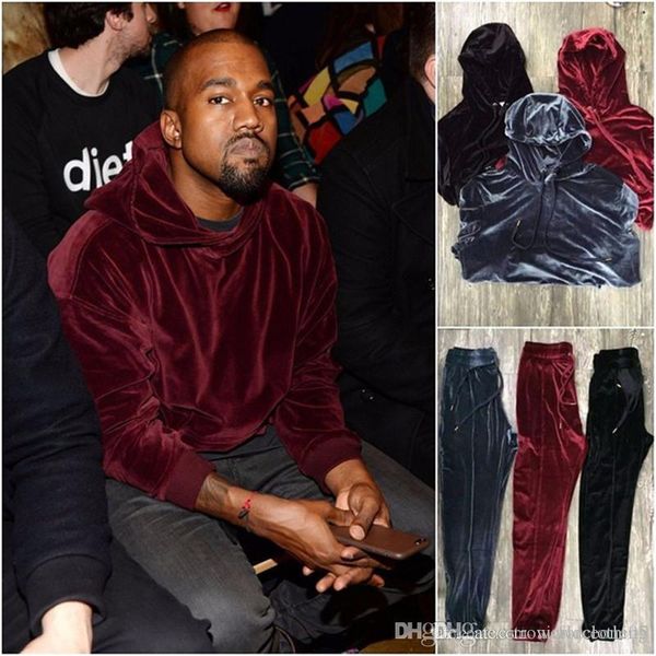 

конструктор мужские толстовки kanye west velvet сыпучие с длинным рукавом с капюшоном мужские зимние фуфайки solid color hiphop мужской hood, Black