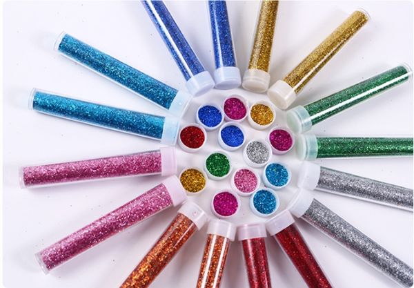 

1/96 цвета металла в штучной упаковке блеск порошок пэт шестигранной diy nail art tool polyester glitter powder bulk a02