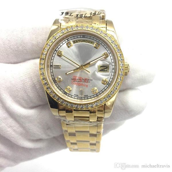 

18k gold мужские часы из нержавеющей стали алмазный cystal сапфир cystal мужские часы мужские наручные часы, Slivery;brown