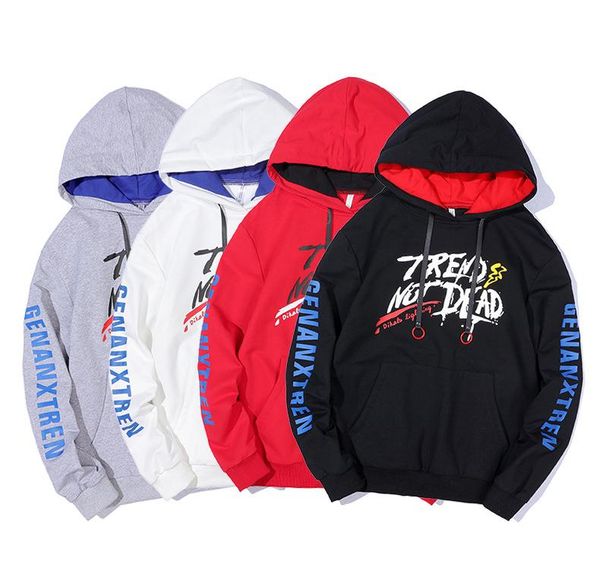 

мужские пуловеры с капюшоном осень trend письмо printed хип-хоп кофты с длинными рукавами пуловеры мода контраст цветные streetwears, Black