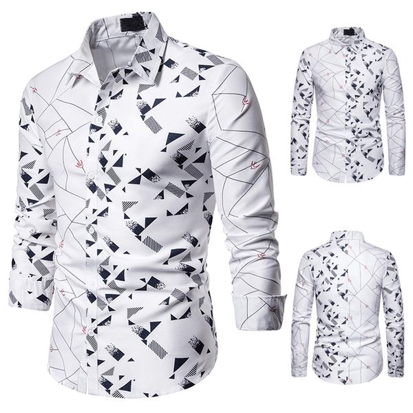 

men's shirt left and right matching characteristic fashion leisure pattern design men's long sleeve shirt n5216, White;black