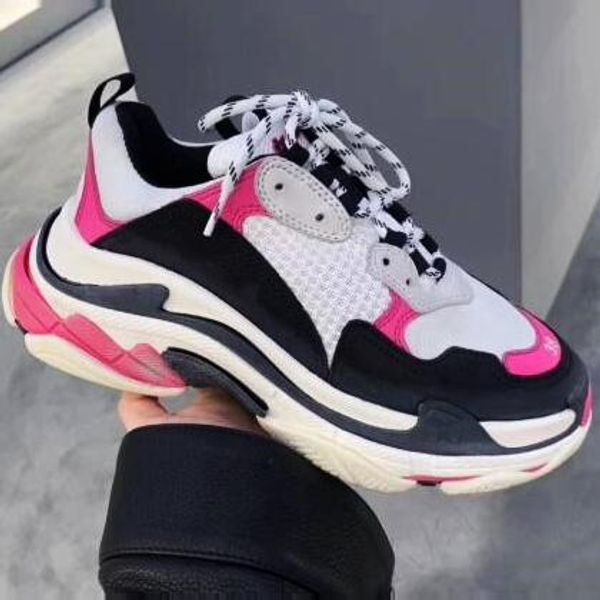 

outdoor paris 17fw fashion luxury designer women shoes triple s 17fw sneakers for men women spring chaussures navy blue orange daddy shoes