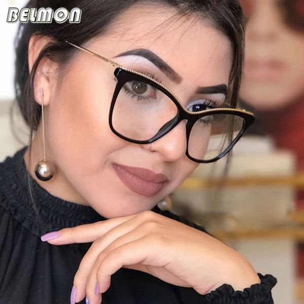 

spectacles frame women computer optical prescription eye glasses frame eyewear transparent clear lens eyeglasses 97545, Black