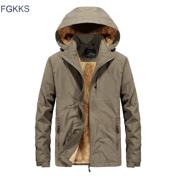 

fgkks brand men warm jackets 2019 winter male fashion hooded jacket men's comfortable windproof coats jackets mens, Black;brown