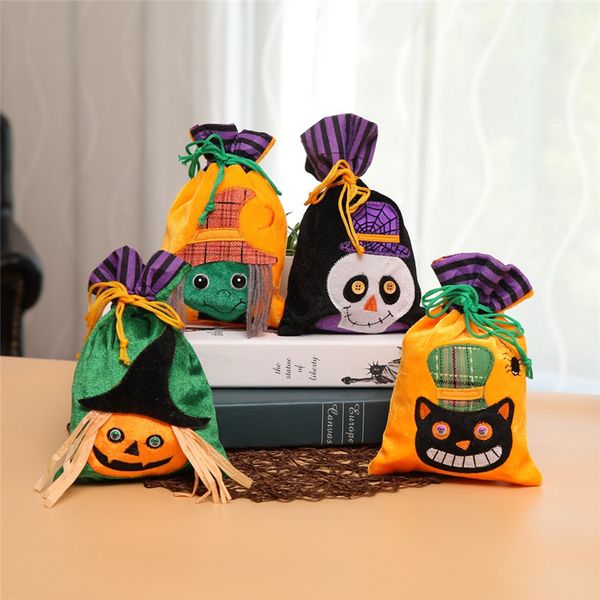 

halloween drawstring bag kids non-woven fabric ghost pumpkin skull candy gift bag halloween witches candy bag