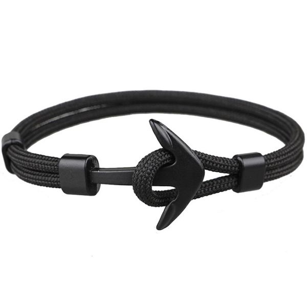 

anchor charm bracelets jewelry men black color fashion survival rope chain bracelet male wrap wristband metal sport hooks bangles for women, Golden;silver