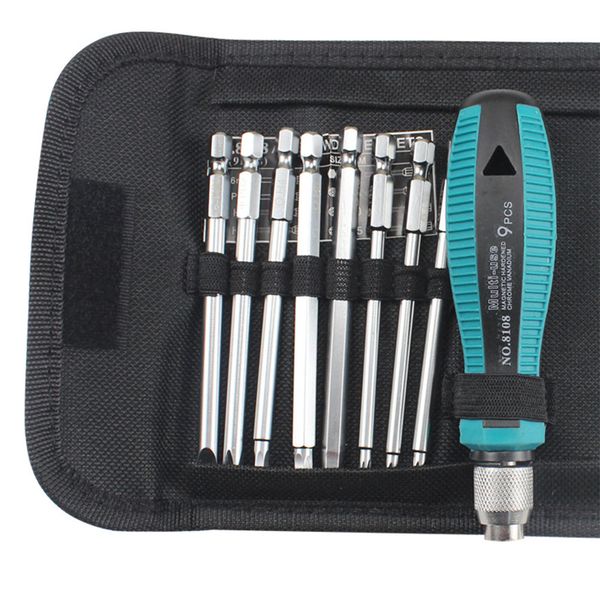 

9pcs dismountable home easy use magnetic multi-bit slotted multifunctional durable screwdriver set repair portable hand tools