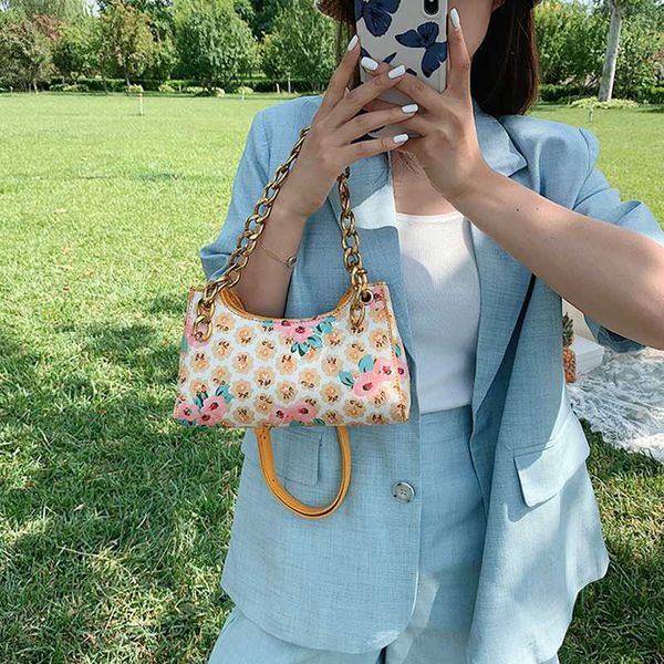 

fashion printing leather bags for women 2020 flowers pattern bags baguette packag crossbody messenger bag female travel hand bag