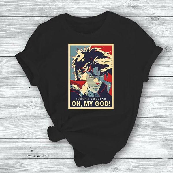 

jojo bizarre adventure vintage joestar joseph oh my god t shirts women men funny t-shirts tshirt harajuku korean style tees, White