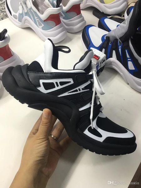 

2018 new luxury women's archlight men genuine leather trainers tpu outsole casual shoes runner shoes 7 colors, White;red