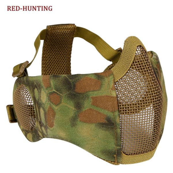 

foldable half face mesh mask with ear protection tactical lower face protective mask