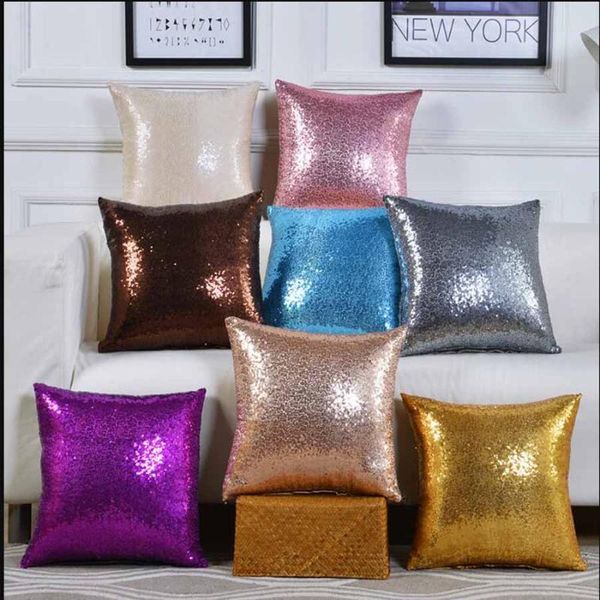 

wostor glitter mermaid sequins pillow cover sofa cushion cover decorative cushions 50*50 sliver pink gold pillowcase