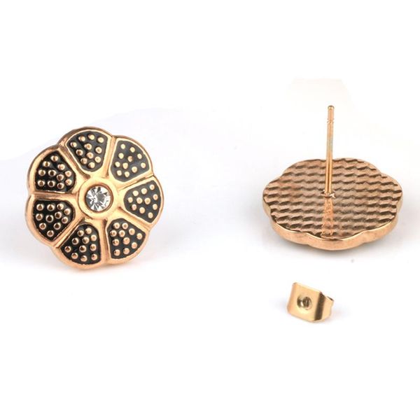 

stud stainless steel earings flower rose gold women jewelry accessories fashion earring female for brincos, Golden;silver