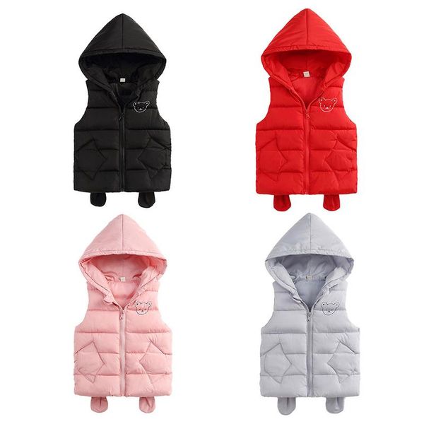 

new feather solid cotton vest boys and girls with caps thickened kids jacket autumn winter children jacket coat, Blue
