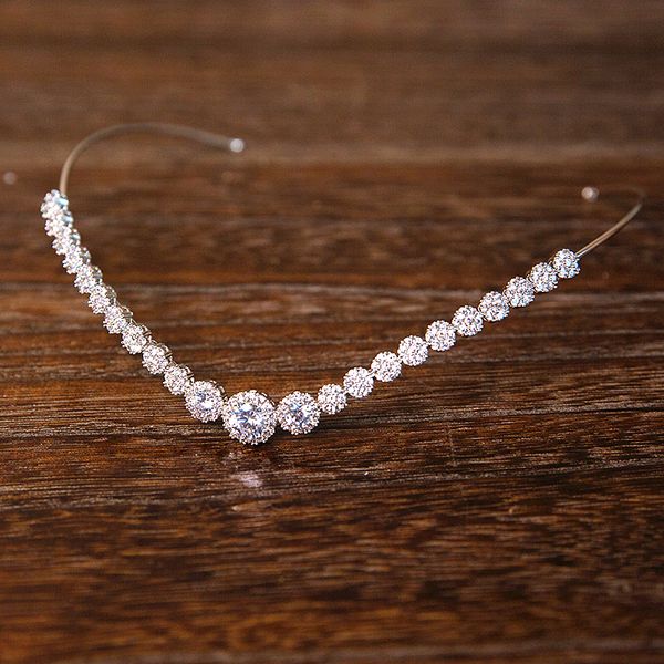 

simple paved cubic zircon tiara zirconia bride crown wedding hair accessories hair jewelry cz coroa bijoux cheveux wigo1122, Golden;white