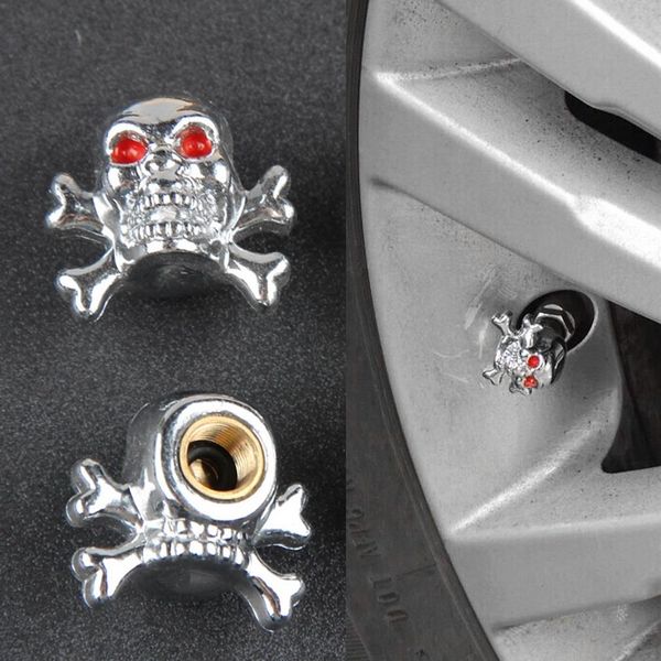 

sliver universal fancy pirate skull tire tyre air valve stem caps for auto car truck motorcycle bike wheel rims ing