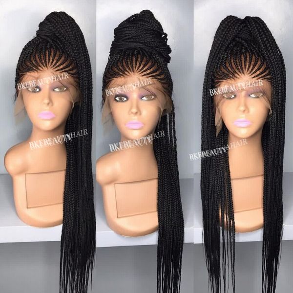 High Quality Cornrow Braid Wig With Baby Hair Black Brown Blonde