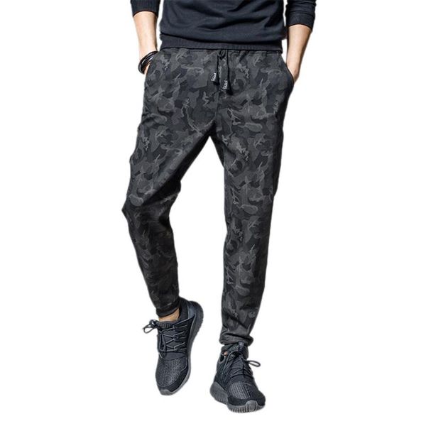 

arrival men lace-up casual trousers jogger pants male fashion casual slim camouflage printed clothes outfits plus size, Black