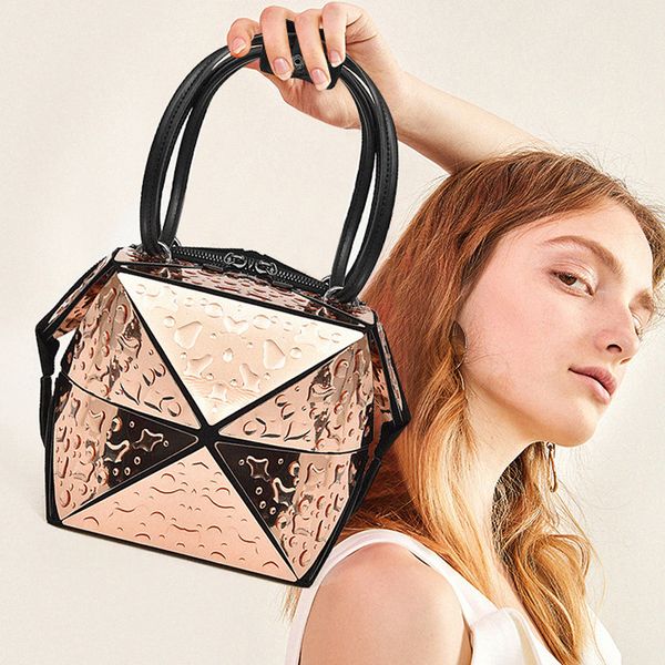 

2019 fashion new korean casual bag trendy geometric diamond transformable women's bag one shoulder variety laser bag party women's