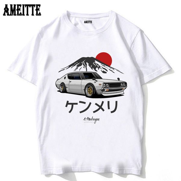 

funny skyline gtr kenmeri design t-shirt summer fashion men t shirt cool car print boy white man casual tees short sleeve, White;black