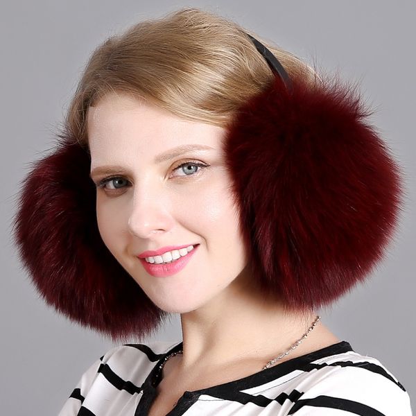 

real fur earmuffs winter ladies warm natural raccoon plush earmuffs with headphones girls ear warmer genuine fur, Blue;gray