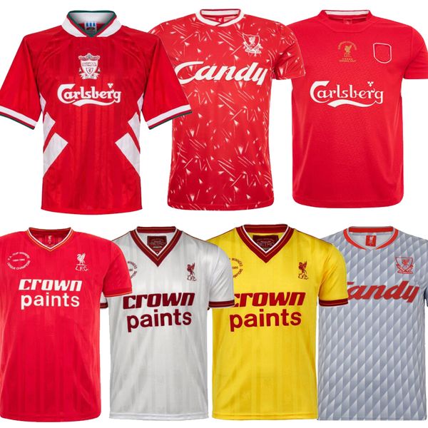 

04 05 final i tanbul 85 86 retro occer jer ey gerrard teven 2005 micer alon o hamann champion football hirt vintage 1989 alah mane, Black;yellow