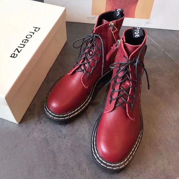 

british styleproenz popular women boots martin boot winter warm shoes motorcycle mens ankle boot doc martins fur couple oxfords women luxury, Black