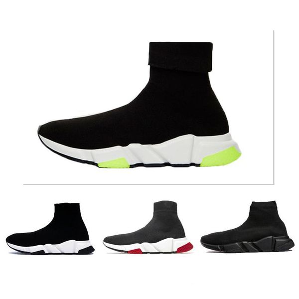 

2019 designer shoe speed trainer oreo triple black green flat luxury fashion socks boot designer men women sneakers with box dust bag t07