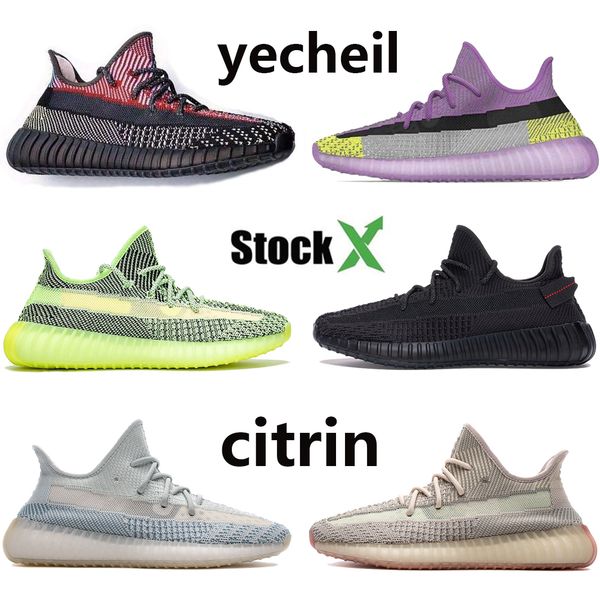 

2020 new yeehu yecheil black static 3m reflective kanye west running shoes gid glow true form clay butter men women designer sneakers, White;red