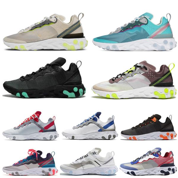 

element react 87 55 undercover men women running shoes all white solar red royal tint light beige total orange mens sports sneakers