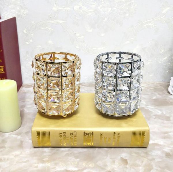 Requintado castiçal de cristal titular de vela de casamento home desktop decoração romântica de velas românticas adereços multifunctio caneta titular navio livre