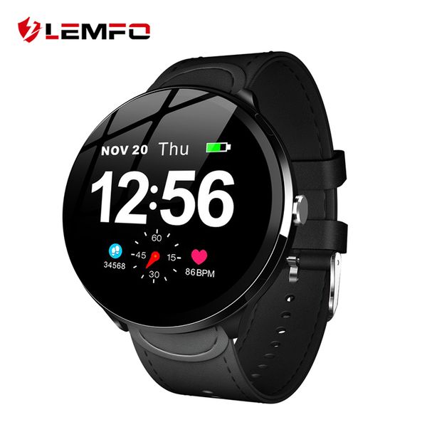 

lemfo v12 1.3 inch full touch tempered glass screen smart watch waterproof heart rate monitoring blood pressure for men women, Slivery;brown