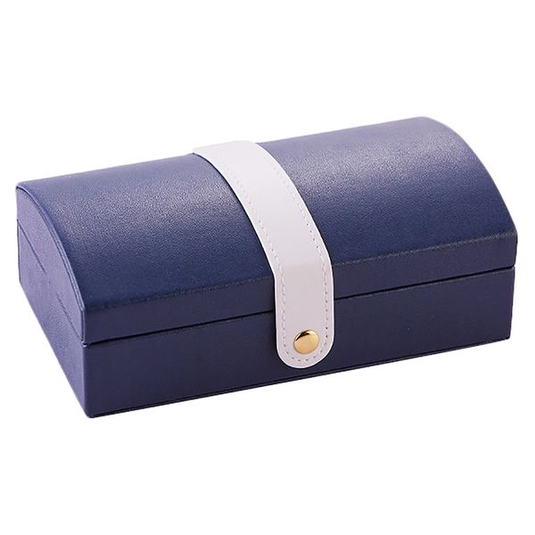 

pu arched leather jewelry box storage box ring display lady case portable jewelry organizer for necklaces, Pink;blue
