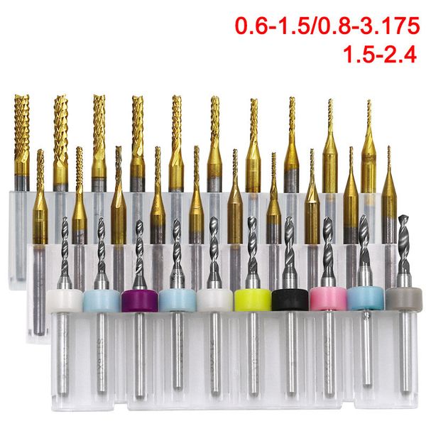 

1set 0.6-2.4mm tungsten steel drill bit cnc pcb drilling machine carving fixed handle metal twist drills power tool accessories