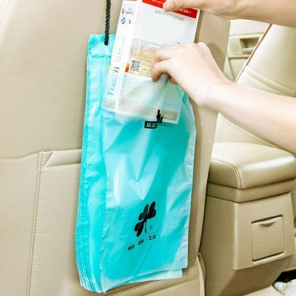 

50pcs car sealable garbage bag auto seat back hanging trash bin trash bag storage car interior accessories 34.8x18cm