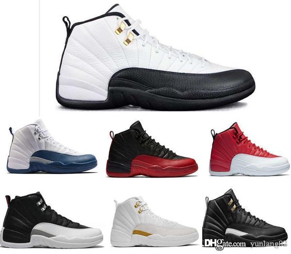 

12 12s ovo white gym red dark grey basketball shoes men women taxi blue suede flu game cny sneakers size 36-47, Black