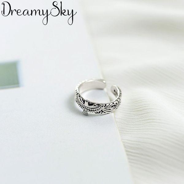 

bijoux vintage 925 sterling silver rings for girl ladies adjustable size statement bird ring wedding party jewelry anillos, Slivery;golden