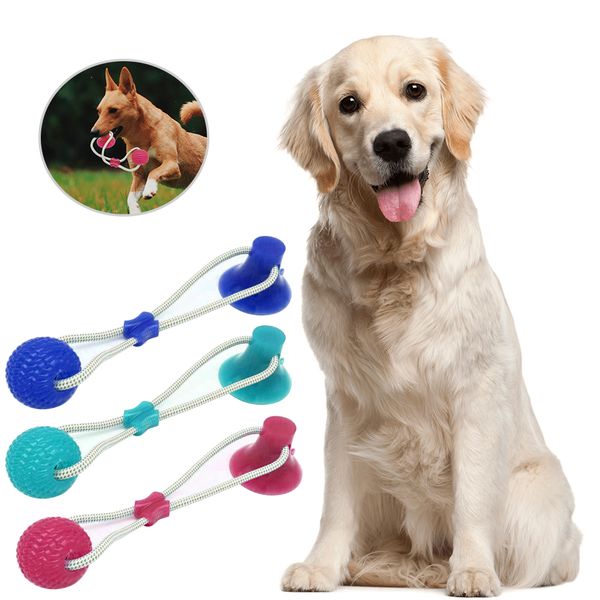 

multifunction pet molar bite dog toys rubber chew ball cleaning teeth safe elasticity tpr soft puppy suction cup biting dog toy
