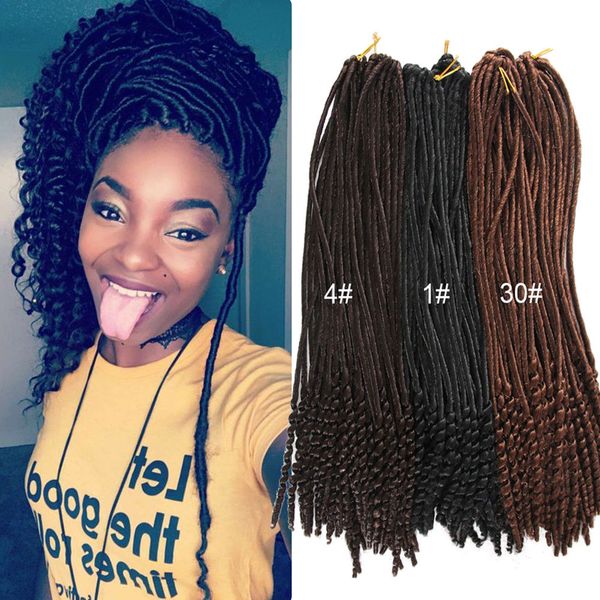 

горячей! 20-дюймовые черные вьющиеся волосы faux locs для вязания крючком 1 упаковка мягких синтетических ниток для волос с косичками для пл, Black